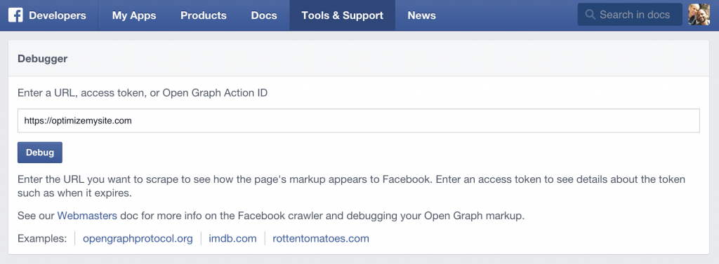 Facebook Debug Tool